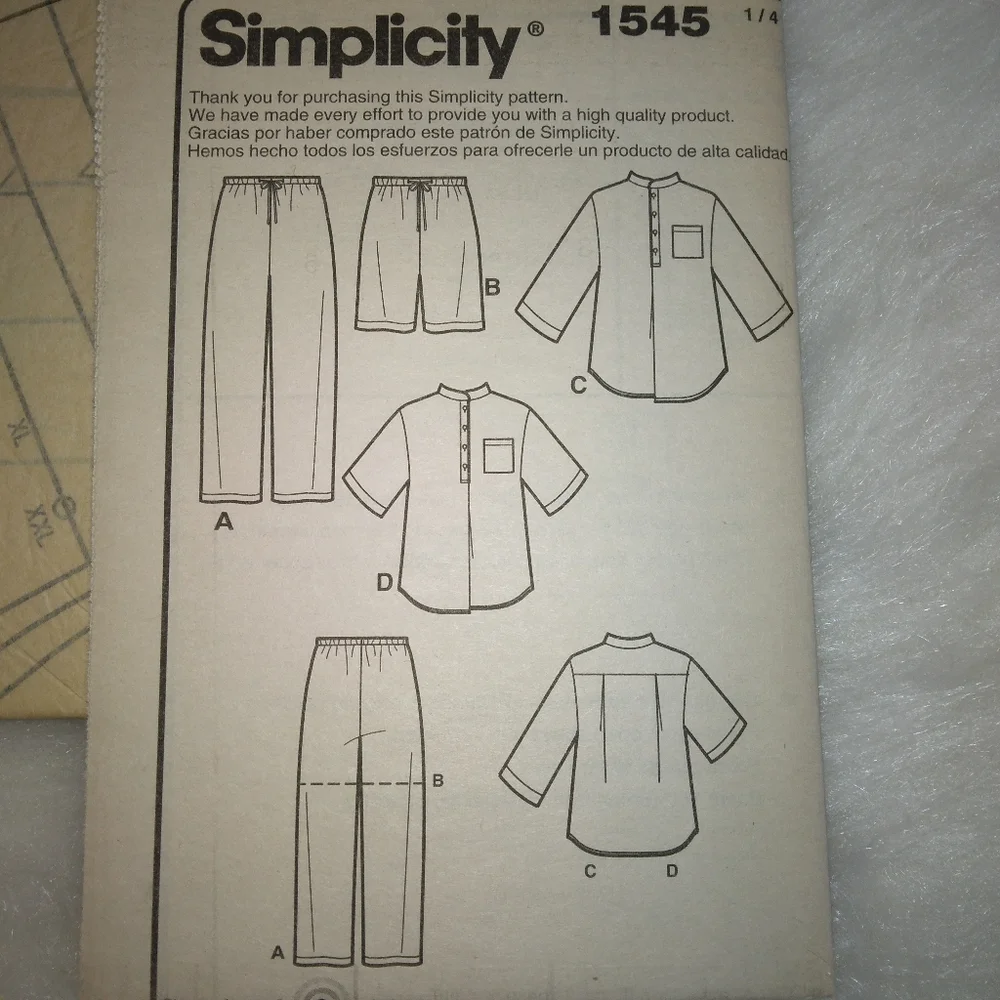 SIMPLICITY 1545 Women or Men's lounge pants, shorts and tops in size XL-…